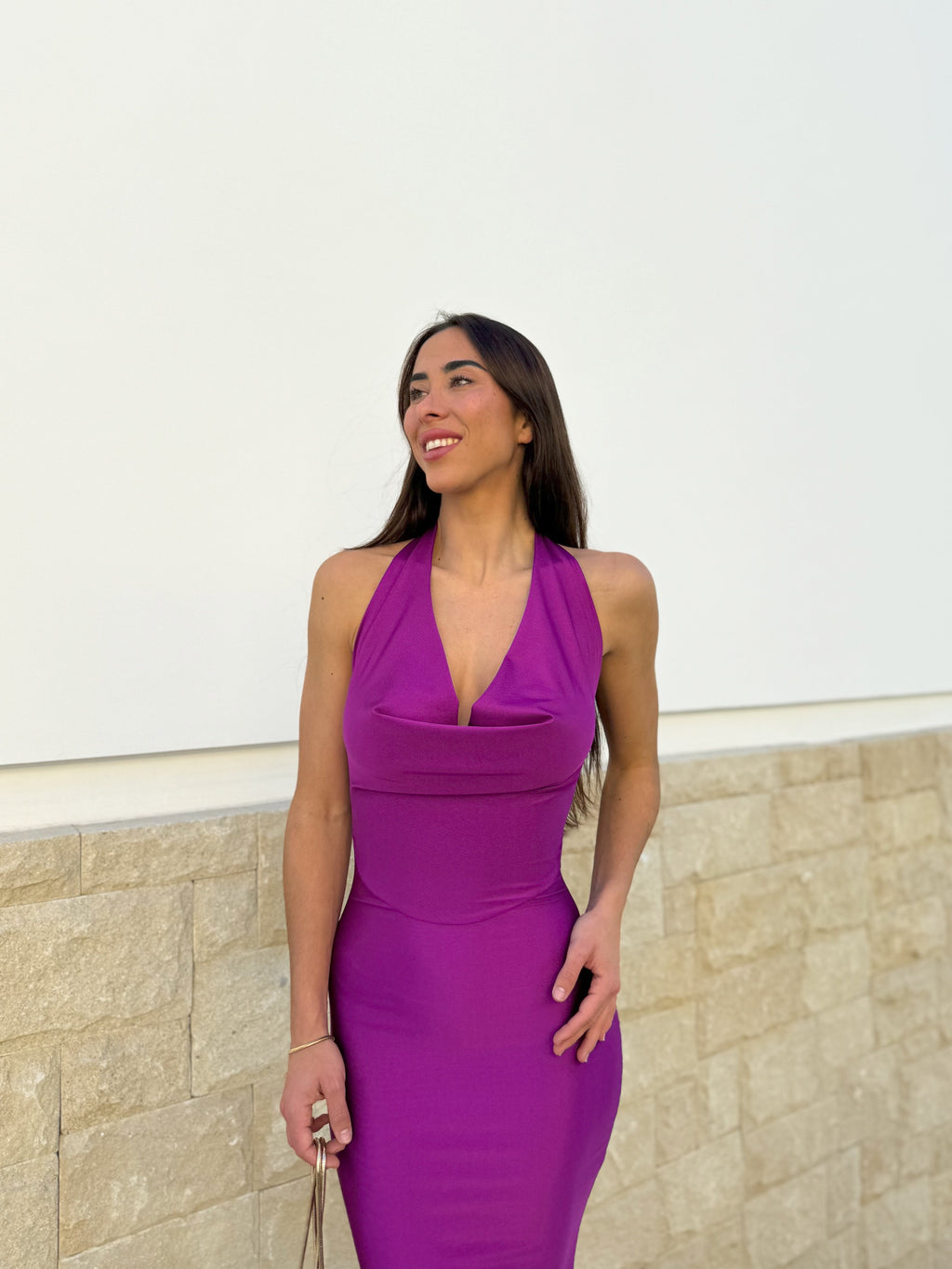 Vestido cascada largo amarena