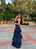 Vestido palabra volantes marino