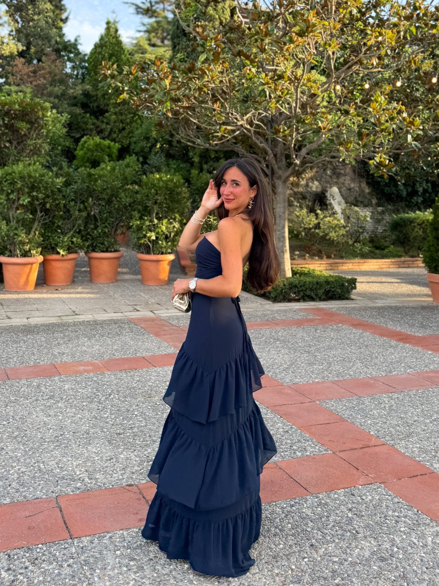 Vestido palabra volantes marino