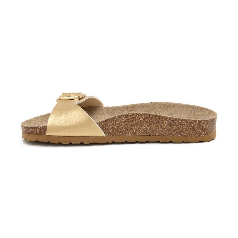 Sandalia Santa Monica Oro Dorado para Mujer - Elegancia y Brillo