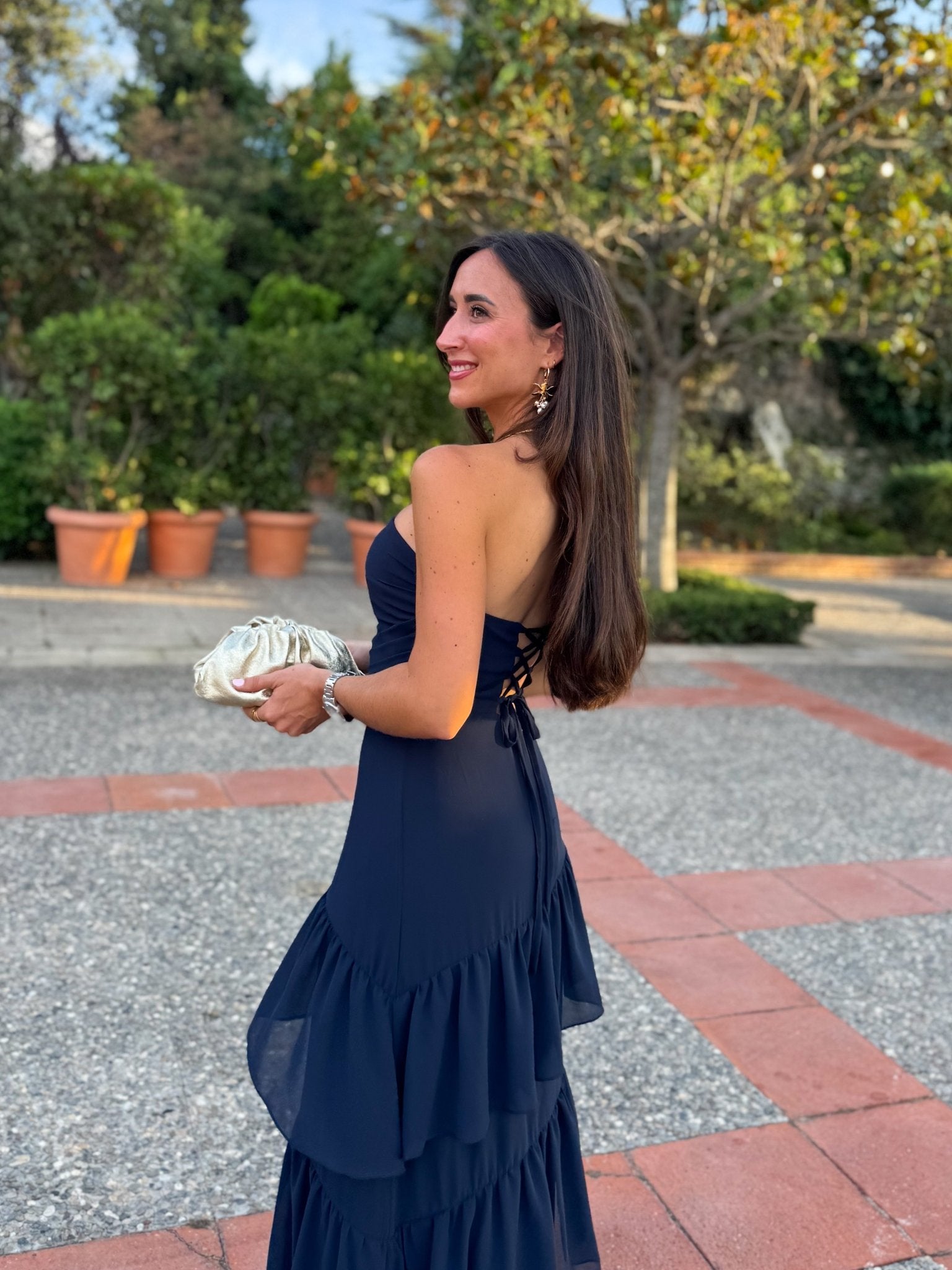 Vestido palabra volantes marino