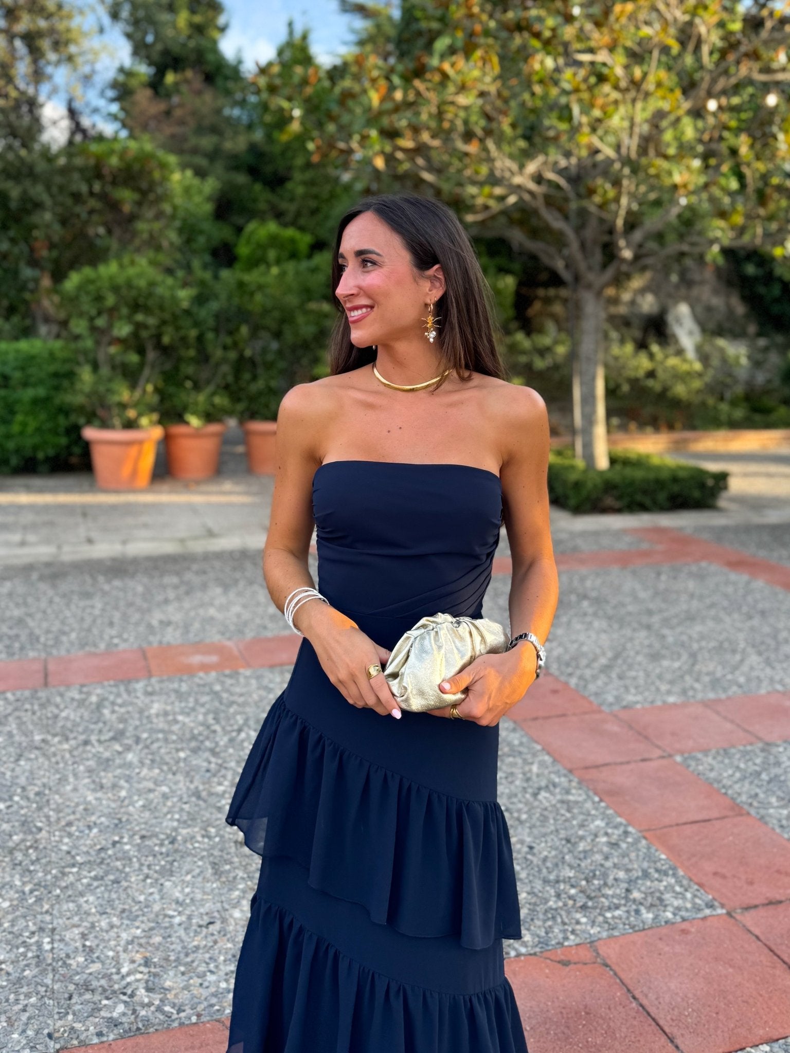 Vestido palabra volantes marino
