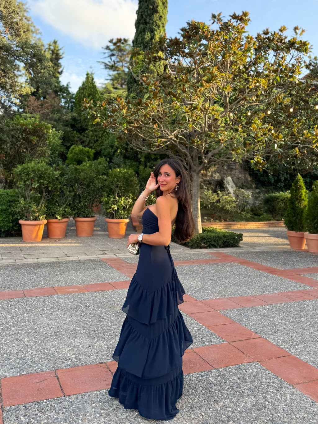 Vestido palabra volantes marino