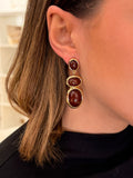 Pendientes de piedras ovaladas chocolate |Camila