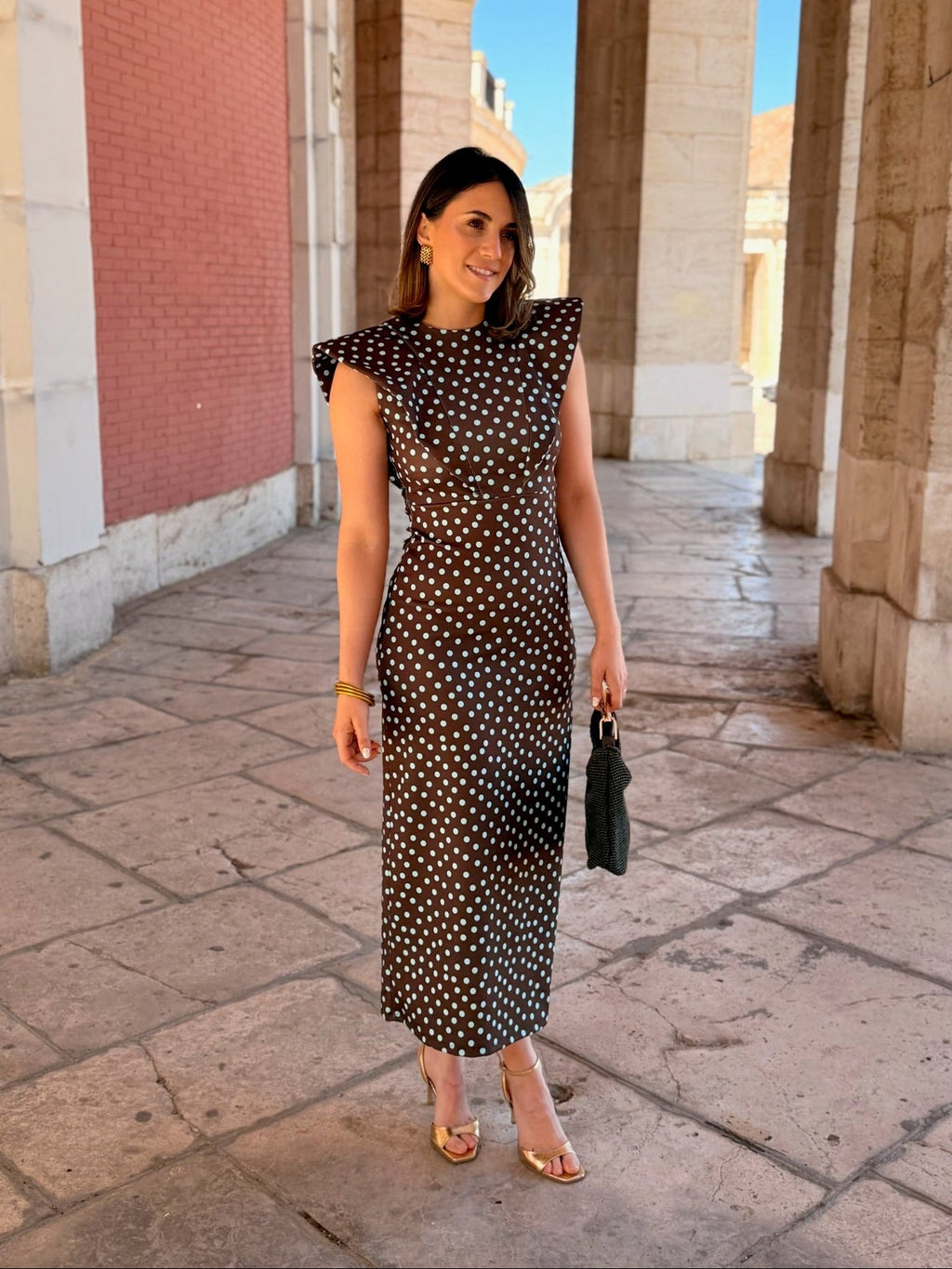 Vestido midi lunares marron | Camila