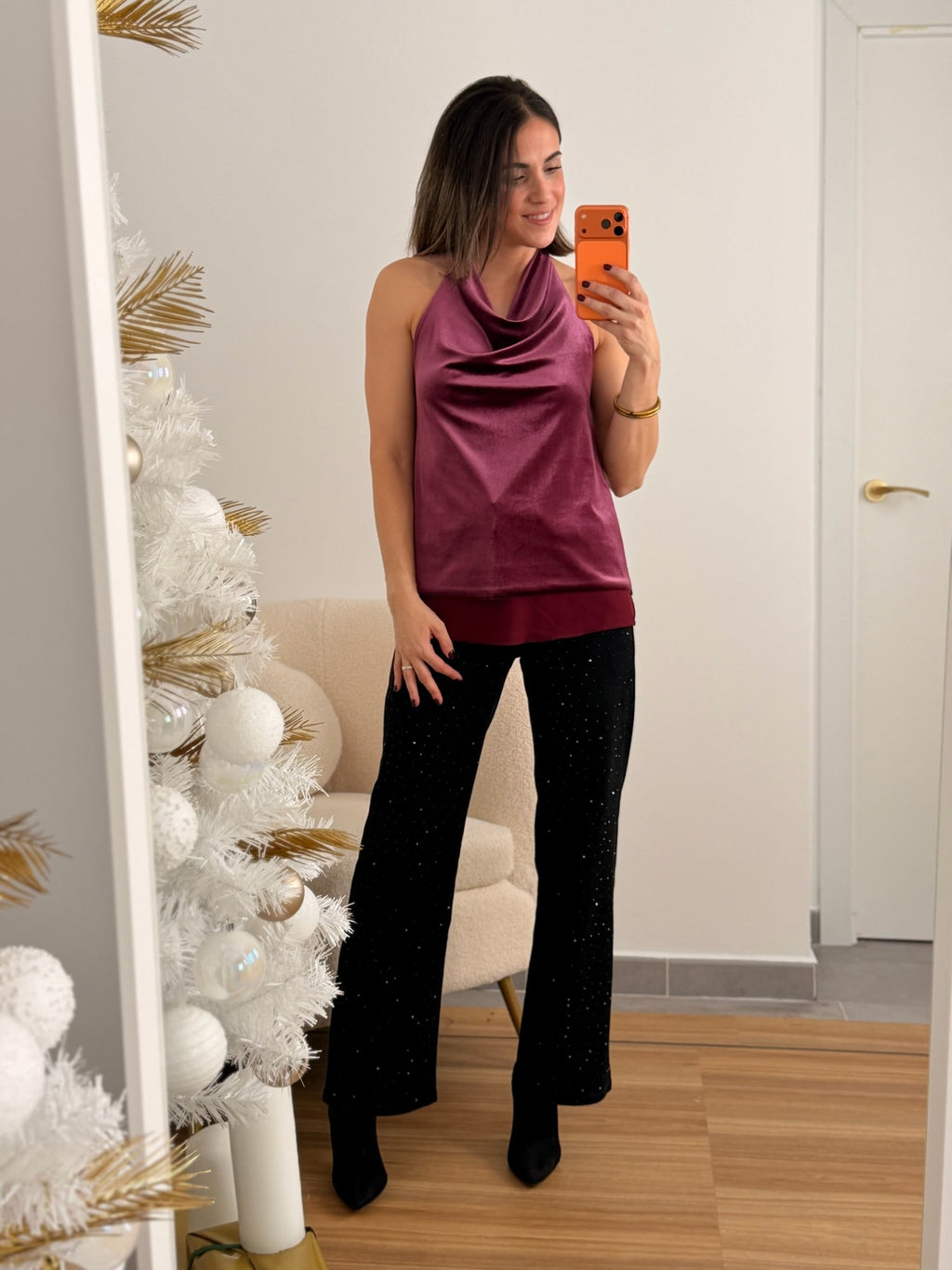 Top terciopelo y gasa rosa  | Party
