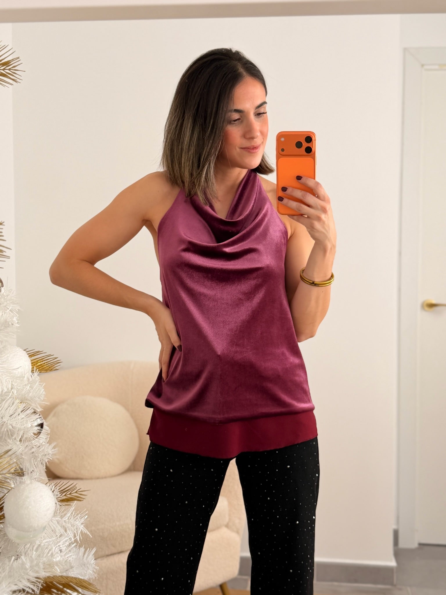 Top terciopelo y gasa rosa  | Party