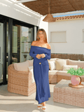 Vestido midi bardot detalle marino